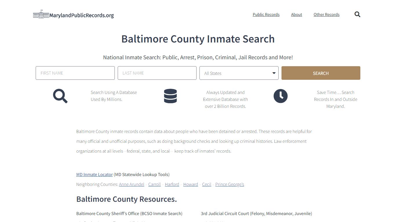 Baltimore County Inmate Search - BCSO Current & Past Jail Records